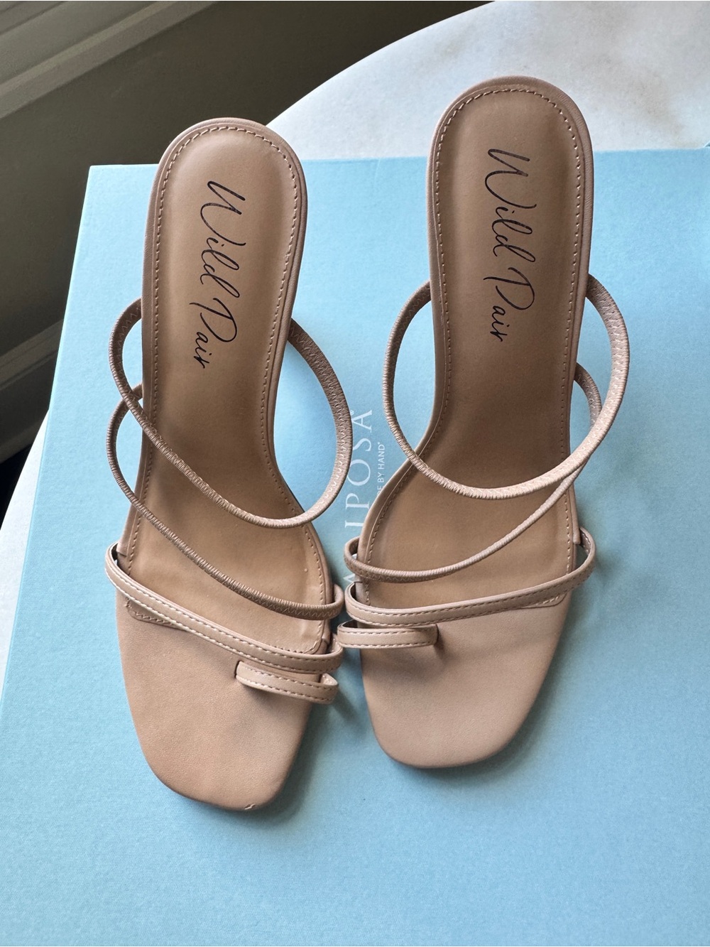 Wild Pair Nude Blush Strappy Slide Heels